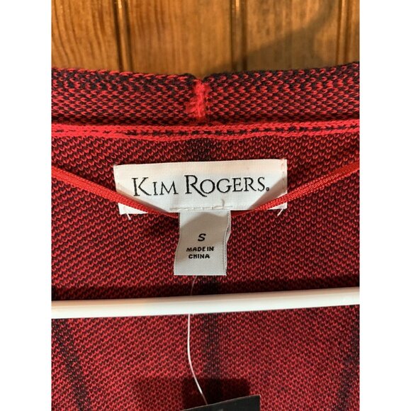 Kim Rogers Red and Black Sleeveless Cardigan Size Small - Picture 2 of 6